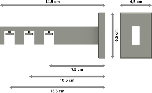 Träger Smartline Edelstahl-Optik 3-läufig 7,5, 10,5 und 13,5 cm für Innenlaufstangen 14x35 mm
