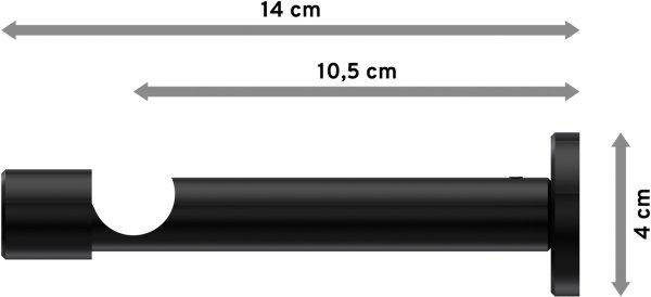 Träger Prestige Schwarz 1-läufig 10,5 cm für Gardinenstangen 20 mm Ø