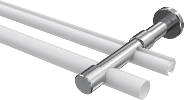 Träger Prestige Chrom 2-läufig 8 und 13 cm für Gardinenstangen 20 mm Ø