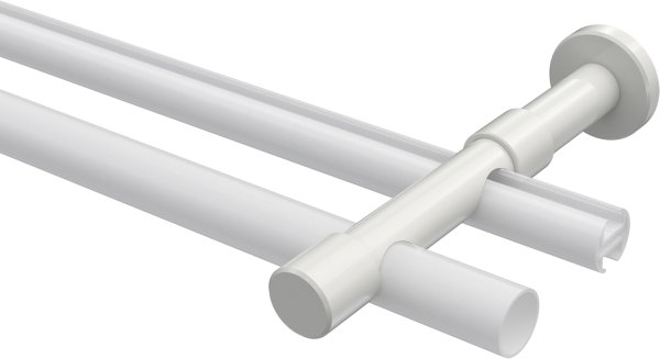 Träger Prestige Weiß 2-läufig 8 und 13 cm für Gardinenstangen 20 mm Ø