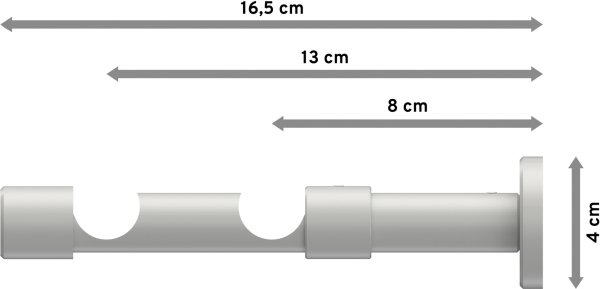 Träger Prestige Weiß 2-läufig 8 und 13 cm für Gardinenstangen 20 mm Ø