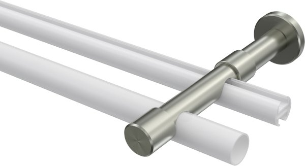 Träger Prestige Edelstahl-Optik 2-läufig 8 und 13 cm für Gardinenstangen 20 mm Ø