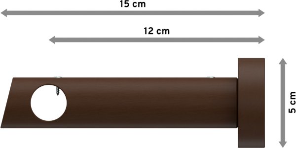 Träger Talena Nussbaum lackiert 1-läufig 12 cm für Gardinenstangen 20 mm Ø