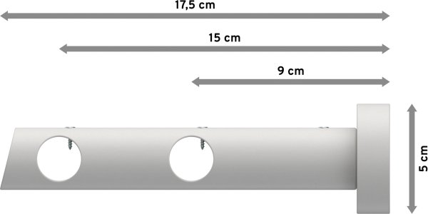 Träger Talena Weiß lackiert 2-läufig 9 und 15 cm für Gardinenstangen 20 mm Ø