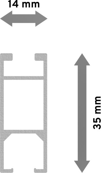 Innenlaufprofil in Edelstahl-Optik für Innenlaufstangen 14x35 mm