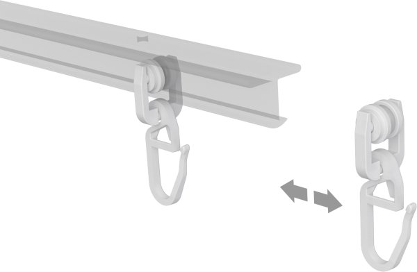 T-Laufrollen mit Faltenhaken Kunststoff für T-Laufschienen (100 Stück)