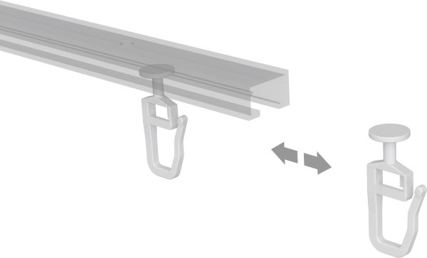 Faltengleiter Rundkopf 9 mm Ø mit Faltenhaken Kunststoff für Gardinenschienen / Innenlaufstangen (100 Stück)