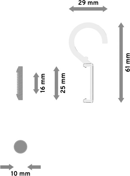 Paneelwagen für Rundrohre 16-20 mm Ø Easyclip Aluminium mit Klettband Weiß