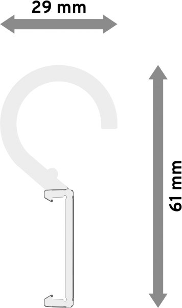 Paneelclipse mit Aufstecköse 16-20 mm Ø Kunststoff Transparent für Paneelwagen Easysclip (2 Stück)