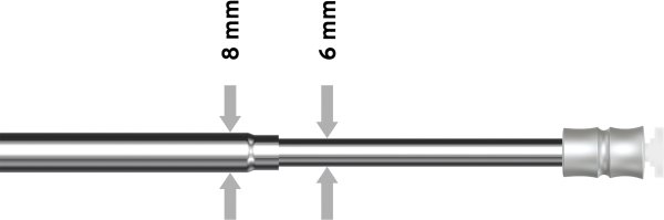 Klemmstange Metall / Kunststoff 8/6 mm Ø Flexo Chrom ausdrehbar