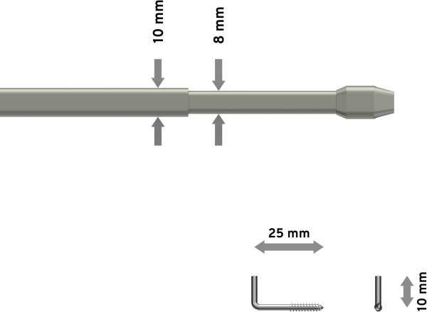 Vitragestangen Metall / Kunststoff Geno Silbergrau (2 Stück) ausziehbar