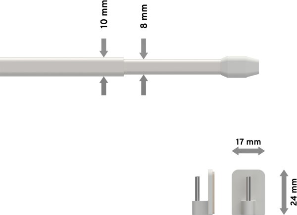 Vitragestangen mit Klebehaken Metall / Kunststoff Geno Weiß (2 Stück) ausziehbar