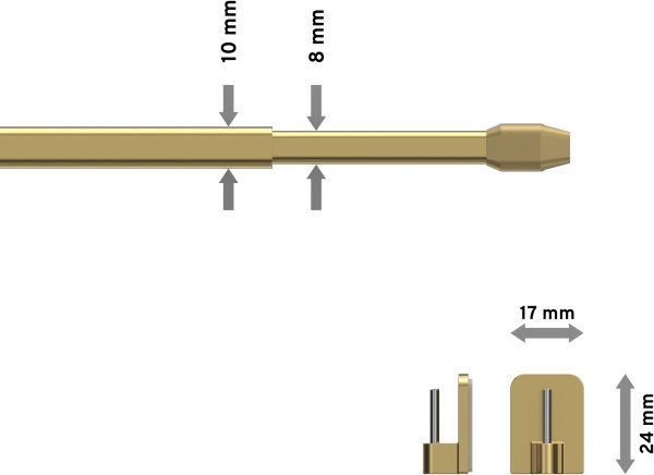 Vitragestangen mit Klebehaken Metall / Kunststoff Geno Messing-farbig (2 Stück) ausziehbar