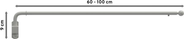 Schwenkstange Metall 13/9 mm Ø Cassina Weiß ausziehbar 60-100 cm