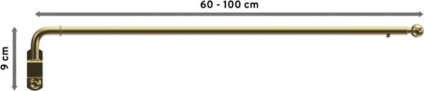 Schwenkstange Metall 13/9 mm Ø Cassina Messing-farbig ausziehbar 60-100 cm