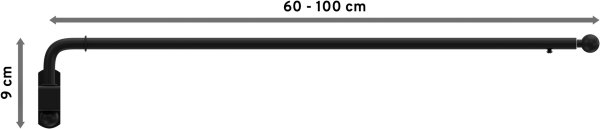 Schwenkstange Metall 13/9 mm Ø Cassina Schwarz ausziehbar 60-100 cm