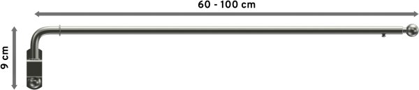 Schwenkstange Metall 13/9 mm Ø Cassina Edelstahl-Optik ausziehbar 60-100 cm