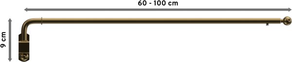 Schwenkstange Metall 13/9 mm Ø Cassina Messing Antik ausziehbar