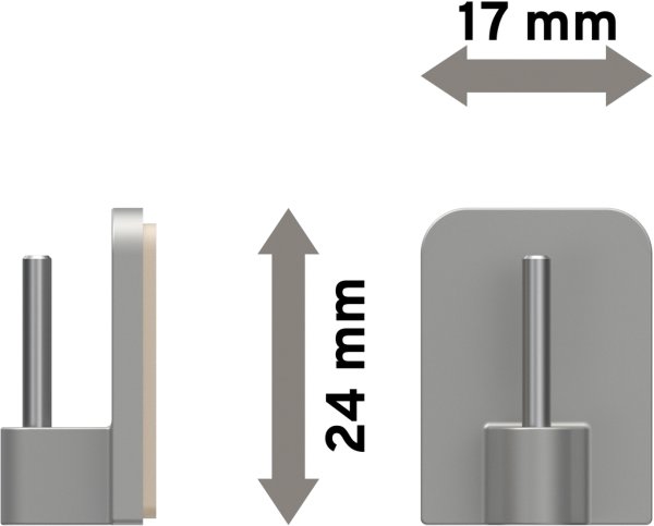 Klebehaken Silbergrau für Vitragestangen (4 Stück)