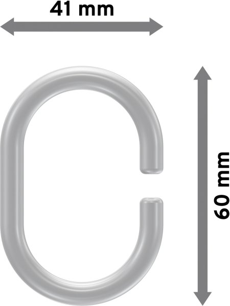 Duschvorhangringe (Duschringe) Transparent Typ C-Form, offen für Duschvorhangstangen