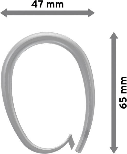 Duschvorhangringe (Duschringe) Transparent Typ Oval, verschließbar für Duschvorhangstangen