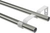 Gardinenstange Metall 16 mm Ø 2-läufig OLYMP - Lorenzo Edelstahl-Optik / Messing Antik (ohne Ringe) 100 cm