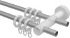 Gardinenstange Metall / Holz 16 mm Ø 2-läufig ADRIAN - Geo Silbergrau / Buche lackiert 100 cm