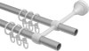 Gardinenstange Metall 16 mm Ø 2-läufig PRIMUS - Lucan Silbergrau / Schwarz 100 cm