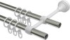 Gardinenstange Metall 16 mm Ø 2-läufig PRIMUS - Lucan Edelstahl-Optik / Schwarz 100 cm