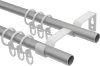 Gardinenstange Metall 16 mm Ø 2-läufig OLYMP - Lucan Silbergrau / Schwarz 100 cm