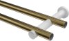 Gardinenstange Metall 20 mm Ø 2-läufig PLATON - Verano Messing Antik / Edelstahl-Optik (ohne Ringe) 100 cm