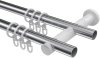 Gardinenstange Metall 20 mm Ø 2-läufig PLATON - Mavell Chrom / Weiß 100 cm