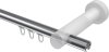 Innenlauf Gardinenstange Aluminium / Holz 20 mm Ø TALENT - Feta Chrom / Weiß lackiert 100 cm