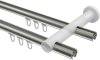 Innenlauf Gardinenstange Aluminium / Metall 20 mm Ø 2-läufig PLATON - Santo Edelstahl-Optik / Weiß 100 cm