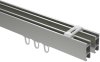 Innenlauf Gardinenstange Deckenmontage Aluminium / Metall eckig 14x35 mm 2-läufig SMARTLINE (Universal) - Lox Edelstahl-Optik / Schwarz 100 cm
