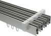 Innenlauf Gardinenstange Deckenmontage Aluminium / Metall eckig 14x35 mm 4-läufig SMARTLINE - Lox Edelstahl-Optik / Weiß 100 cm