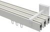 Innenlauf Gardinenstange Aluminium / Metall eckig 14x35 mm 3-läufig SMARTLINE - Conex Weiß / Edelstahl-Optik 100 cm