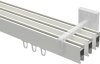 Innenlauf Gardinenstange Aluminium / Metall eckig 14x35 mm 3-läufig SMARTLINE - Lox Weiß / Edelstahl-Optik 100 cm