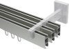 Innenlauf Gardinenstange Aluminium / Metall eckig 14x35 mm 3-läufig SMARTLINE - Conex Edelstahl-Optik / Chrom (WA lang) 100 cm