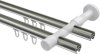 Innenlauf Gardinenstange Aluminium / Metall 20 mm Ø 2-läufig PRESTIGE - Sitra Edelstahl-Optik / Weiß 100 cm