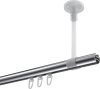 Innenlauf Gardinenstange Aluminium / Metall 20 mm Ø SONETTE - Santo Chrom / Schwarz 100 cm