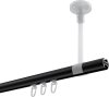 Innenlauf Gardinenstange Aluminium / Metall 20 mm Ø SONETTE - Santo Schwarz / Chrom 100 cm