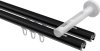 Innenlauf Gardinenstange Aluminium / Metall 20 mm Ø 2-läufig SITENO - Luino Schwarz / Chrom 100 cm