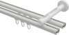 Innenlauf Gardinenstange Aluminium / Metall 20 mm Ø 2-läufig SITENO - Luino Weiß / Messing-Optik 100 cm