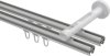Innenlauf Gardinenstange Aluminium / Metall 20 mm Ø 2-läufig SITENO - Santo Silbergrau / Chrom 100 cm
