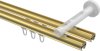 Innenlauf Gardinenstange Aluminium / Metall 20 mm Ø 2-läufig SITENO - Luino Messing-Optik / Weiß 100 cm