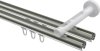 Innenlauf Gardinenstange Edelstahl-Optik 20 mm Ø 2-läufig SITENO - Luino 100 cm