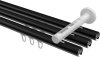 Innenlauf Gardinenstange Aluminium / Metall 20 mm Ø 3-läufig SITENO - Luino Schwarz / Chrom 100 cm