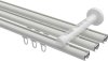 Innenlauf Gardinenstange Aluminium / Metall 20 mm Ø 3-läufig SITENO - Luino Weiß / Messing-Optik 100 cm