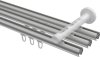 Innenlauf Gardinenstange Aluminium / Metall 20 mm Ø 3-läufig SITENO - Santo Silbergrau / Schwarz 100 cm